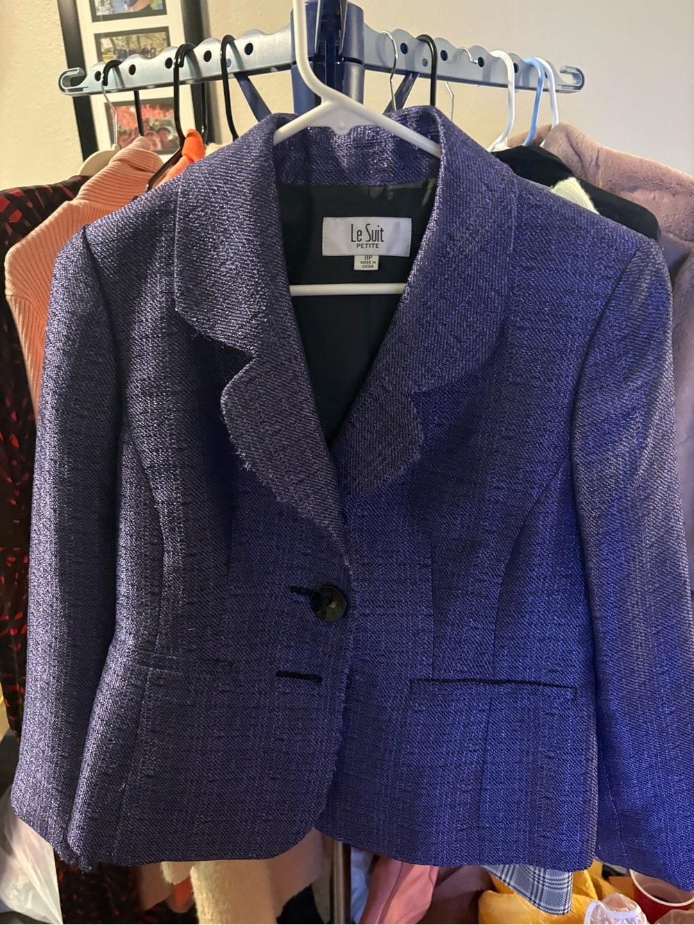 Le Suit Purple Textured Petite Blazer Jacket